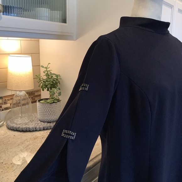 Teri John Navy Sheath Dress with Rhinestone Detail Size 14 - Picture 5 of 11